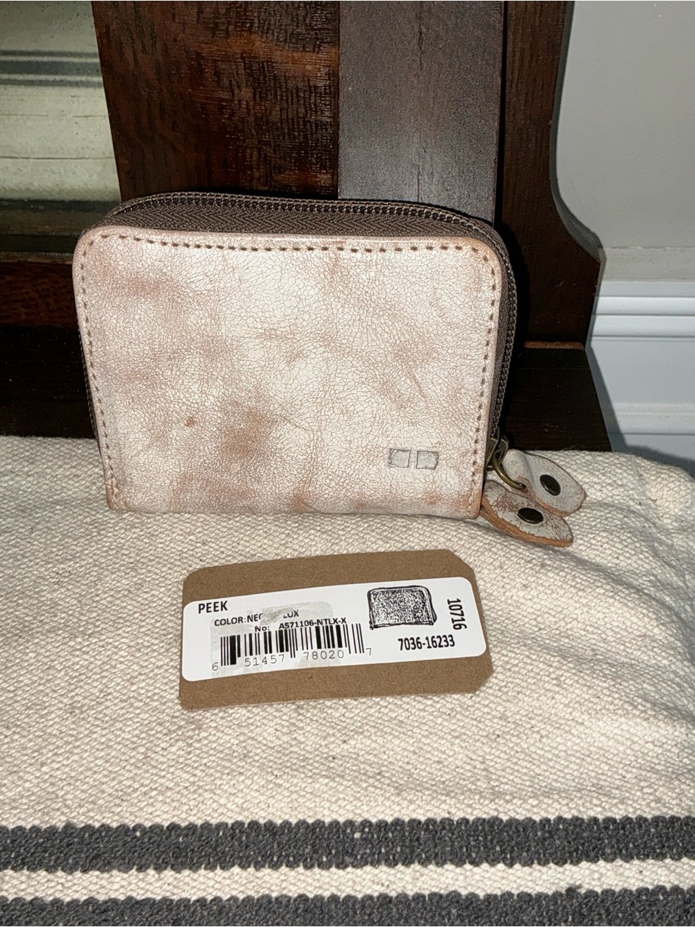 NWT Bed Stu Leather Peek Zip Around Wallet Card Holder Nectar Lux MSRP $145